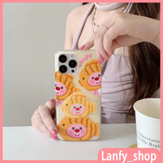 💖New 💖iPhone 14 13 12 11 Pro Max เคส for เคสไอโฟน11 น่ารัก บางเบาพกพาง่าย การ์ตูน ไทยากิ Loopy แฟชั่น พร้อมขาตั้ง Case