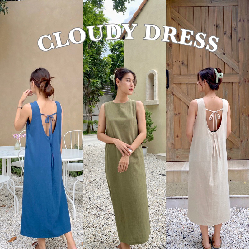 19JAN.STUDIO : CLOUDY DRESS ✨เดรสสไตล์มินินมอล ดีเทลผูกโบว์ด้านหลัง