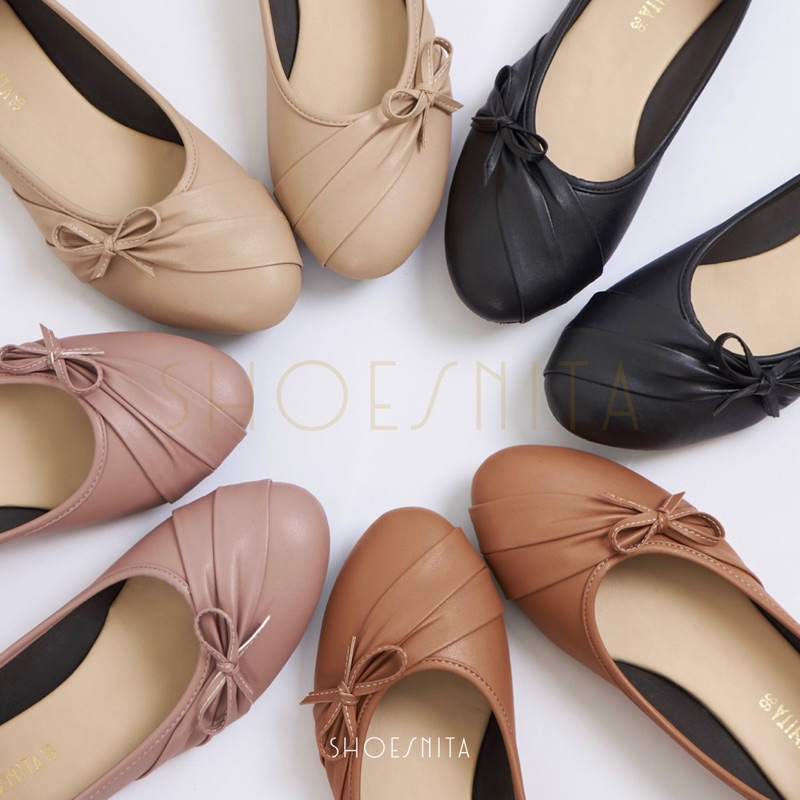 รองเท้าคัทชูแฟชั่น ไซส์ 36-44 โบว์ข้าง สีพลาสเทล SHOESNITA