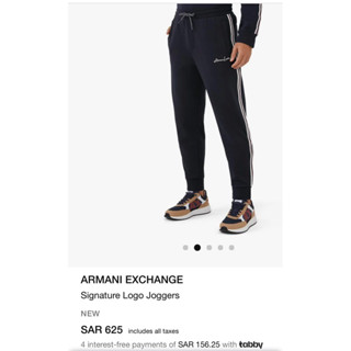 ARMANI EXCHANGE Signature Logo Joggers กางเกงจ็อกเกอร์ผู้ชาย อาร์มานี่ เอ็กซ์เชนจ์ สีดำ