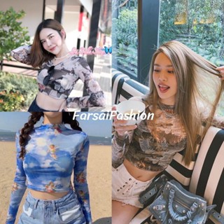 สวยอ่ะ💘 เสื้อครอปซีทรู แขนยาว 3 แบบ