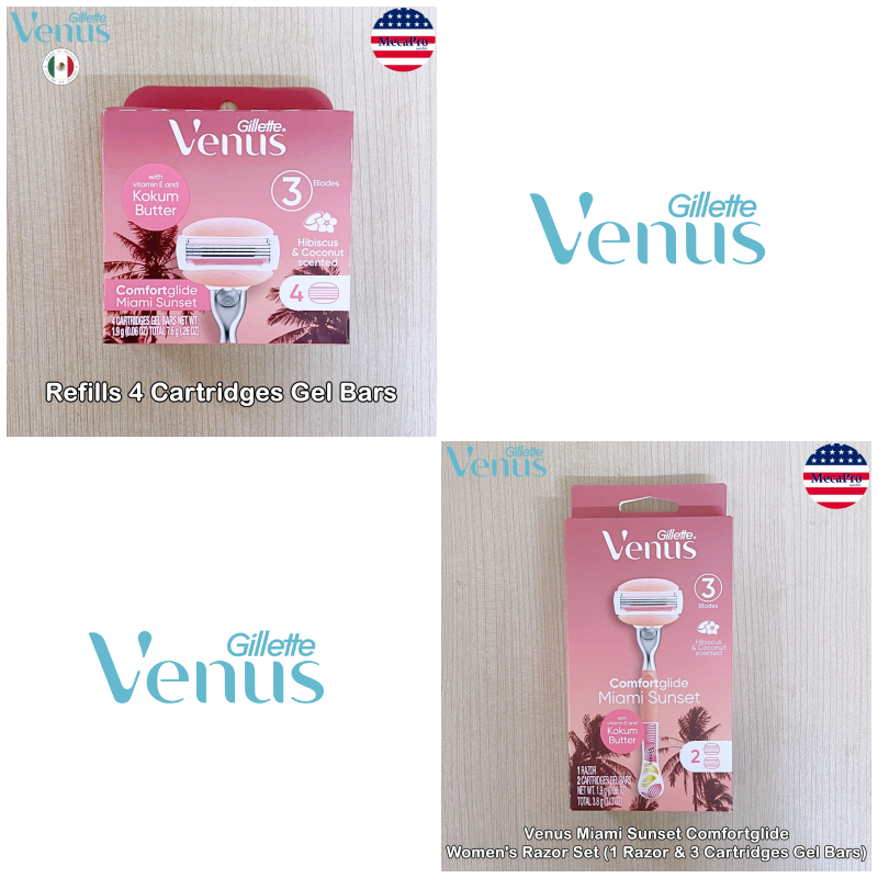 Gillette® Venus Miami Sunset Comfortglide Women's Razor and Refills ยิลเลตต์ วีนัส ชุดมีดโกน สำหรับผ