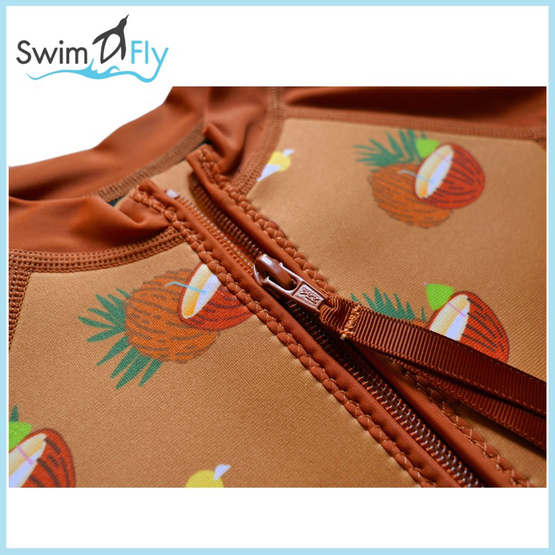 SwimFly ชุดว่ายน้ำรักษาอุณหภูมิ แบบแขนยาว+หมวกว่ายน้ำ รุ่น Spirit Fruit Design (ลายใหม่ปี 2023)