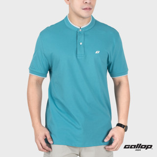 GALLOP : Mandarin Collar Tee เสื้อคอจีน ผู้ชาย ผ้าปิเก้ รุ่น GP9065 สี Light Turquoise - ฟ้าอมเขียว