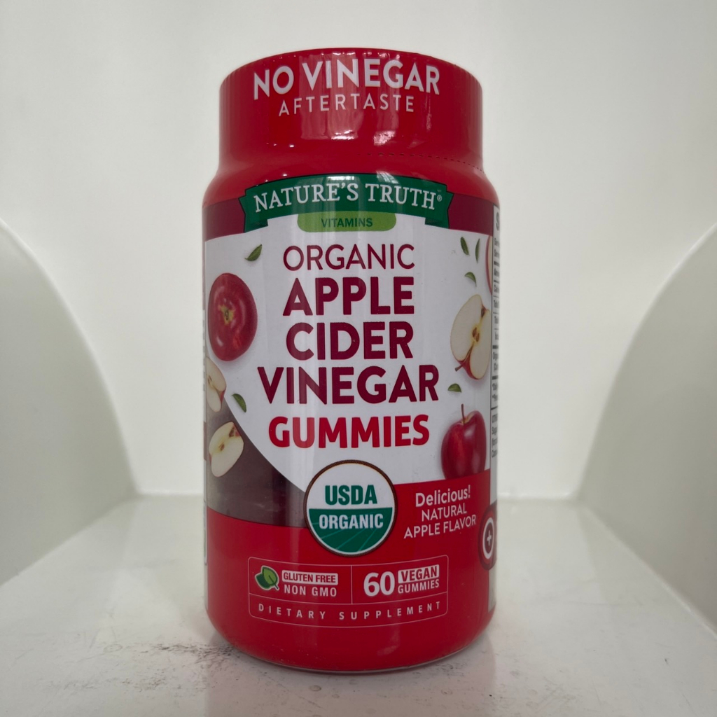 Nature's Truth Organic Apple Cider Vinegar Natural Apple 60 Vegan Gummies ชะลอความแก่ ช่วยระบบย่อยอาหาร