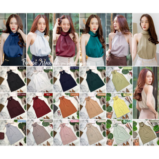 Code : M8 Femmeissue มี16สี เสื้อคอเต่าแขนเว้าผ้าวู้ดดี้ซาตินสีพื้น