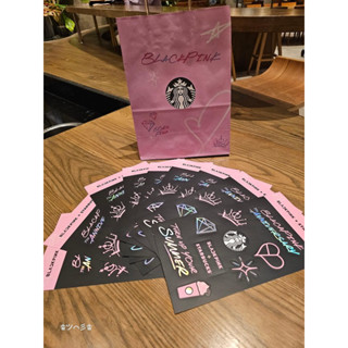 Starbucks x BlackPink 🩷🖤 sticker &amp; bag