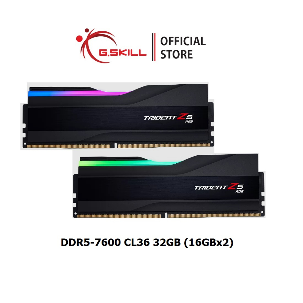แรมพีซี G.SKILL - DDR5-RAM P/C 32/7600 Trident Z5 RGB Black (F5-7600J3646G16GX2-TZ5RK) 16GBx2 (36-46-46-121) for Intel