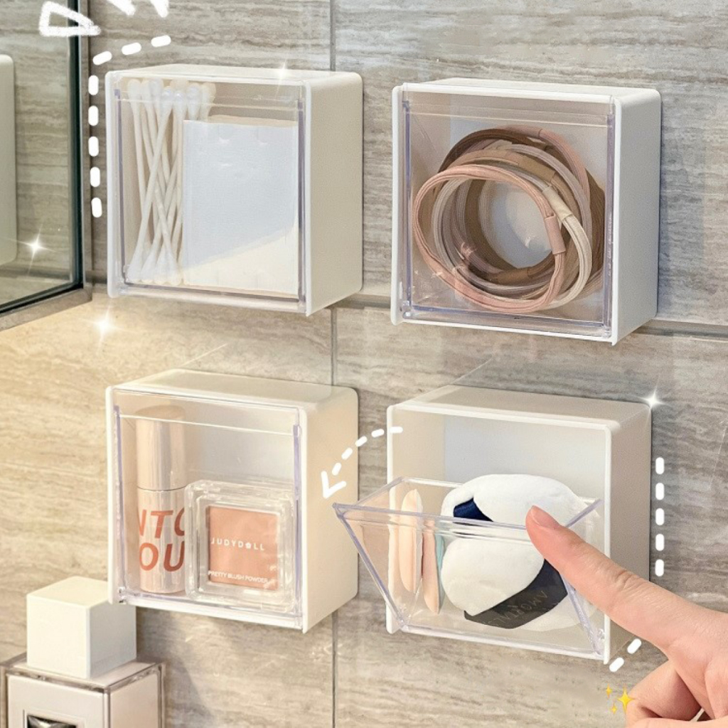 GaGiNang กล่องเก็บของมินิ กล่องเก็บเครื่องสําอาง เครื่องเขียน แบบติดผนัง กันน้ำ ไม่ต้องเจาะผนัง