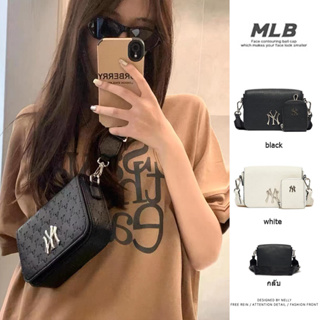 MLB NY UNISEX CURVED CAPNY NEW YORK YANKEEกระเป๋าหนังทรงสี่เหลี่ยมสพายข้างสไตล์เกาหลีขนาดสายปรับได้