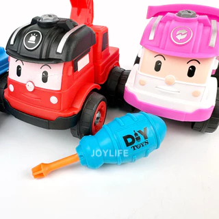 หุ่นรถไฟ รถโพลี่ DIY (4 คัน) พร้อมไขควง ถอดประกอบได้ รถของเล่นเด็ก เสริมพัฒนาการ Assemble Toys