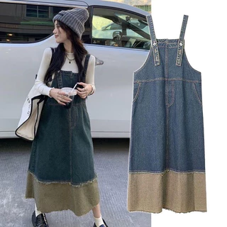 เอี๊ยมกระโปรง เอี๊ยมยีนส์ SIZE S-10XL ทรงกระโปรงกว้างใส่น่ารัก สไตล์เกาหลีวินเทจ