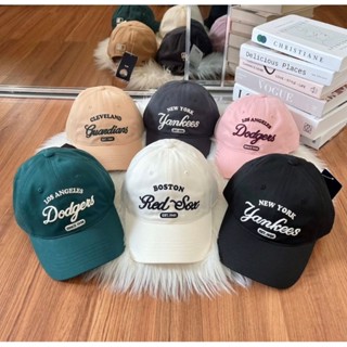 🛍 แท้💯% จากช้อปเกาหลี🇰🇷  หมวก MLB Basic Cursive Logo Unstructured Ball Cap