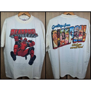 เสื้อMarvel ลาย DeadPool สีขาว ฟอกเฟด ( HP-014 )