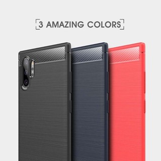 MobileCare Samsung Galaxy Note 9 Note10 S10 Plus เกราะคาร์บอนไฟเบอร์ฝาหลังซิลิโคน Armor Carbon Fiber Silicone Back Cover