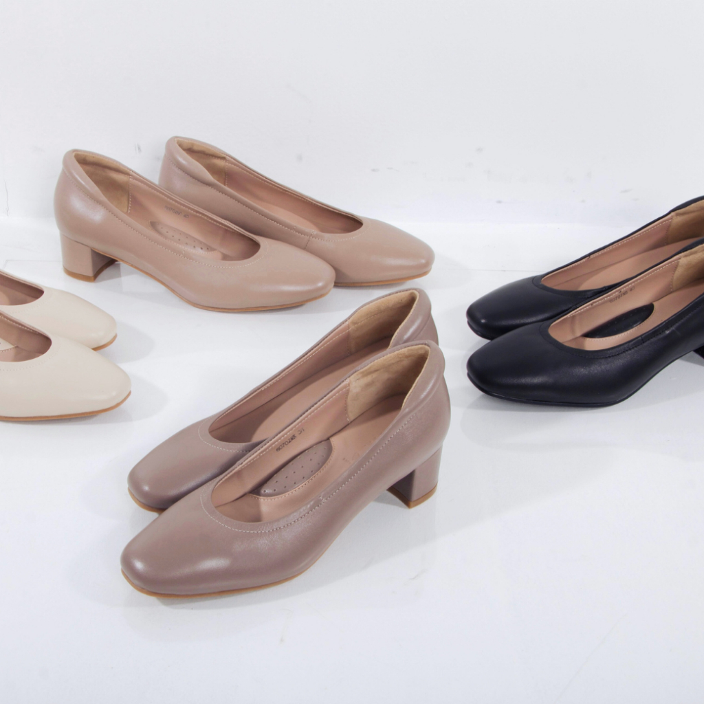 KIAH 60702 | ELLA  2" รองเท้าหนังแกะนุ่มทั้ง ทรงเรียบมินิมอลสุดๆ ส้นโครงสวยเดินสยาบได้ทั้งวัน