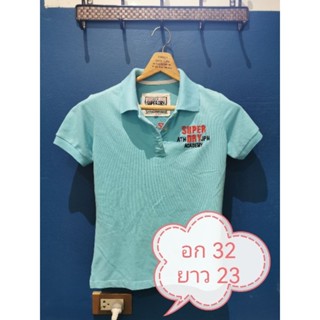 เสื้อโปโลหญิง superdry สีฟ้า size M