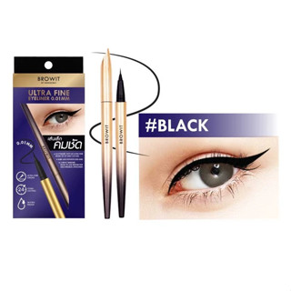 (#สีดำ Black) อายไลเนอร์น้องฉัตร 0.01mm. Browit Ultra Fine Eyeliner