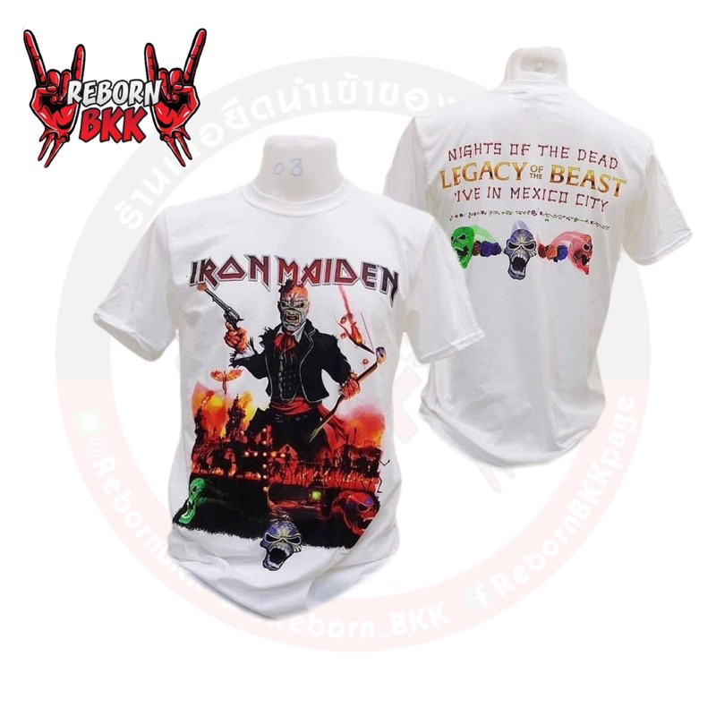 เสื้อวง Iron Maiden ลิขสิทธิ์แท้100% ลาย LEGACY OF THE BEAST LIVE IN MEXICO CITY (มีสกรีนหลัง)