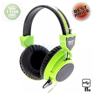 Headset OKER (SM-839) Green ประกัน 1Y หูฟัง เฮดเซ็ท