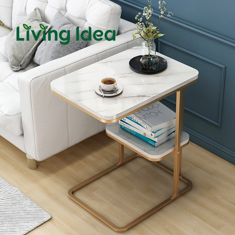 Living idea โต๊ะลายหินอ่อน โต๊ะข้างโซฟา มี 2แบบ วงกลมและสี่เหลี่ยม