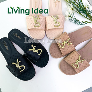 Living idea รองเท้าแตะของผู้หญิงมี3สี แฟชั่นใหม่รองเท้าแตะแบน สบาย ๆ กันลื่น พร้อมจัดส่ง