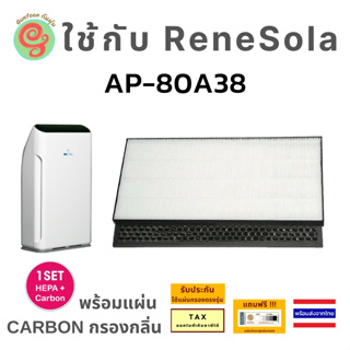 แผ่นกรองเครื่องฟอกอากาศ ReneSola AP-80A38 ไส้กรองอากาศ HEPA filter กรองฝุ่น pm 2.5 และ แผ่นคาร์บอนนกรองกลิ่น timtec