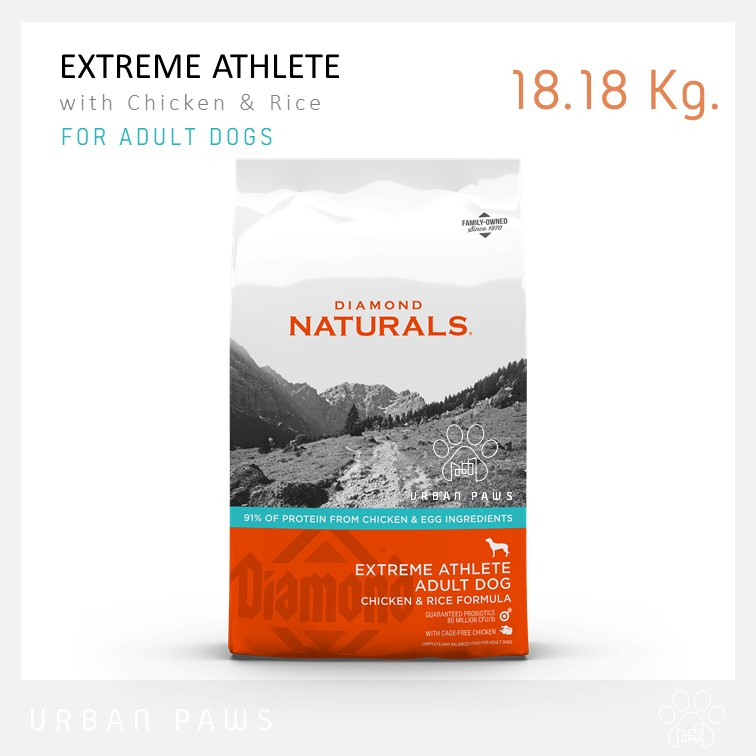 อาหารสุนัข Diamond Naturals Extreme Athlete สูตรไก่และไข่ สำหรับสุนัขโต Highly Active ขนาด 18.18 Kg.