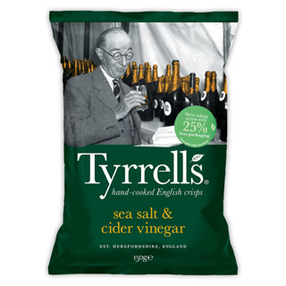 Tyrrells Sea Salt &amp; Cider Vinegar Potato Chips มันฝรั่ง จากอังกฤษ มันฝรั่งอบ มันฝรั่งอบกรอบ ขนม 150g