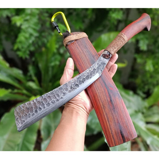 มีดด้ามบ้อง ปารัง Parang machete มาเชเต้ มีดแคมป์ ด้ามบ้อง มีดเดินป่า ใบ 10” เหล็ก ตลป.Japan  ตีร้อนชุบแข็ง ด้ามฝักพะยูง