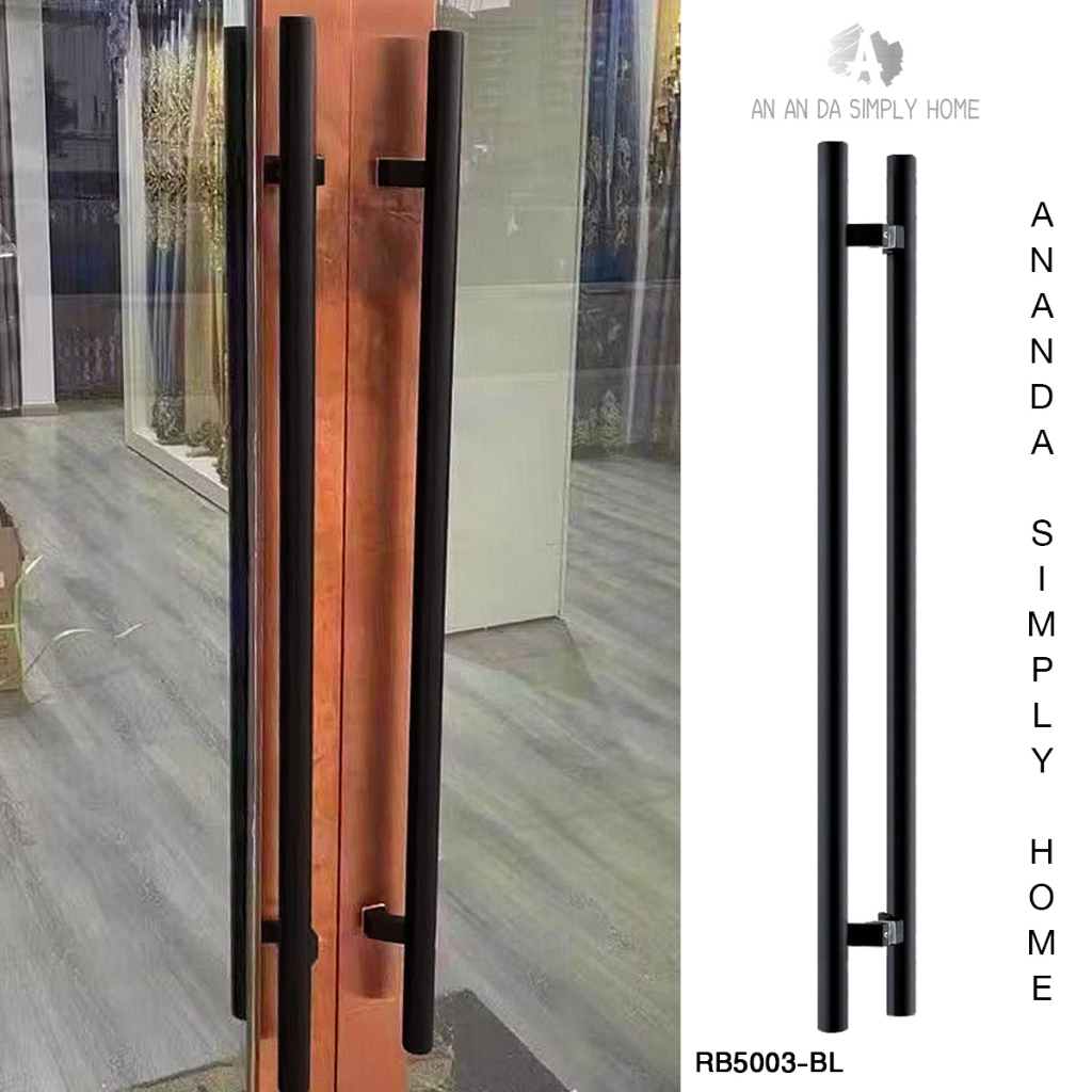 🔸 มือจับประตูสแตนเลส SUS304 สีดำด้าน ยาว 100, 120 cm. #RB​ 5003-BL