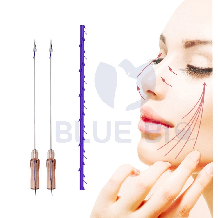 20pcs bluebio korea 18g 100mm 4d cog needle pdo barbed lift thread for face lifting