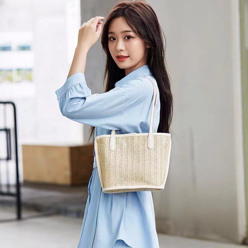 กระเป๋าแฟชั่น กระเป๋าหูหิ้ว งานสานเช็คคู่สุดคุ้ม สวยน่ารัก
