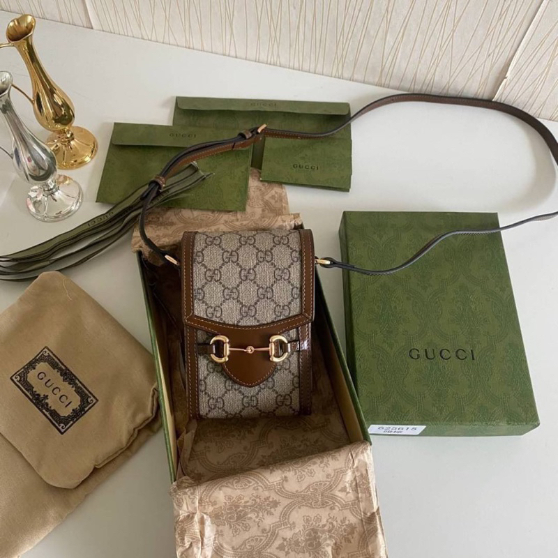 Gucci Horsebit 1995 mini bag VIP งานดีสุด พร้อมส่ง กระเป๋าใส่โทรศัพท์ ใส่กระเป๋าตังใบยาว ใส่ลิปสติก 