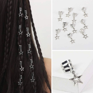 กิ๊บลูกปัด ห่วงติดผม 3ซี่+จี้ขอบดาว 10 ชิ้น พร้อมส่ง! (#P3)