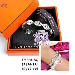 H ermes Silver Bracelet LG กำไลเงินใส่ได้ ทั้งชายหญิง  ข้อมือSH ST LG 14-18 cm ของแท้