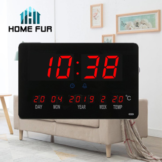 Home Fur นาฬิกา LED แขวนผนัง ขนาด 26X16X3CM รุ่น 2616 นาฬิกาดิจิตอล ไฟสีแดง – ตัวเรือนสีดำ ขอบเงิน มีปลุก