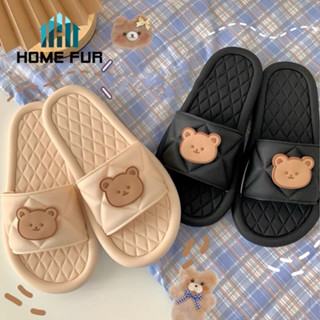 Home Fur รองเเท้าเเตะผู้หญิง รองเท้าเเตะแบบสวม ลายน้องหมีน่าร้ก พร้อมส่ง