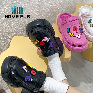 Home Fur : รองเท้าหัวโตส้นหนา น้ำหนักเบา รองเท้าแตะยางนิ่มแบบสวมรัดส้น🌈 มีสติ๊กเกอร์แถมให้🌈