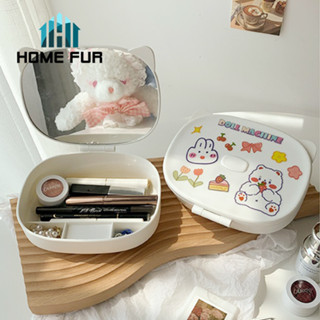 Home Fur กระจกแต่งหน้า แบบตั้งโต๊ะ ขนาดเล็ก สามารถพับเปิด-ปิด  สไตล์โต๊ะเครื่องแป้ง