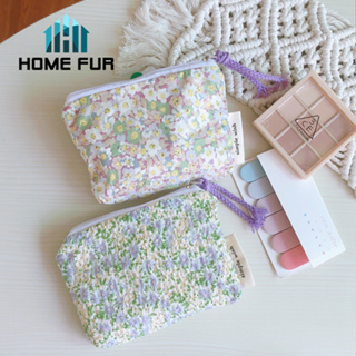 Home Fur กระเป๋าใส่เหรียญ นามบัตร กระเป๋าดินสอ เครื่องสำอาง ขนาดเล็ก พิมพ์ลายดอกไม้ ❣ มีให้เลือก 2ขนาด ❣