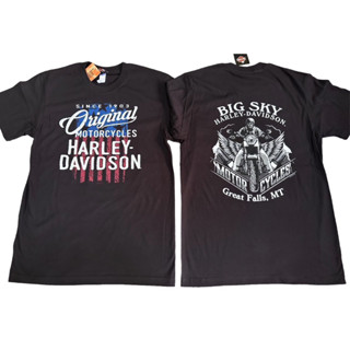 Harley Davidson (S-XL) ทุกตัวนำเข้าจาก USA เสื้อยืดคอกลมผู้ชายแขนสั้น