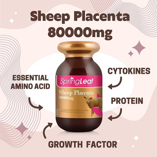 Spring Leaf Sheep Placenta 80,000 mg. [90 เม็ด] รกแกะ เกรดพรีเมี่ยม ผิวสวยหน้าใส ดูอ่อนกว่าวัย จากออสเตรเลียแท้100%