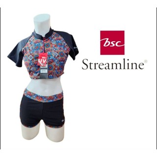 ชุดว่ายน้ำผู้หญิง BSC streamline ลดเยอะมาก(เสื้อ+กางเกง)มีซับในมีฟองน้ำกันUV