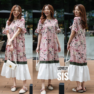 🌈🌿🌸🌼🌺💖💚🧡🇰🇷Floral Frill Sleeve Maxi Dress