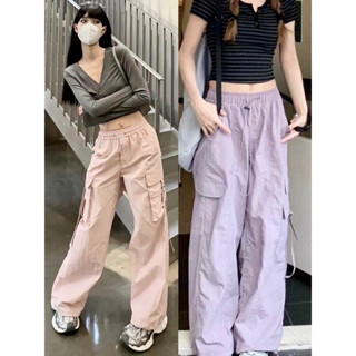 🎉New!!! Cargo Pants กางเกงคาร์โก้สุดฮิต!! สไตล์ Y2K สตรีทแดนซ์ กระเป๋าข้างสุดเท่ห์!! งานนำเข้า เนื้อผ้าร่ม