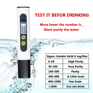 เครื่องทดสอบคุณภาพน้ำแบบพกพา TDS Meter ที่ถูกต้อง Titanium Alloy Probe 0-9990ppm ปากกาทดสอบน้ำสำหรับตู้ปลาน้ำดื่ม