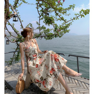 1191🔥พร้อมส่ง 🔥 ส่งไว ทันใจ ร้านคนไทยค่ะ ❤️•เดรสยาว Maxi Dress ดีเทลผ้าคอตตอนสแปนเดกซ์ใส่สบายๆๆ สายเดี่ยว