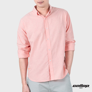 GALLOP : OXFORD CASUAL SHIRT เสื้อเชิ๊ตแขนยาว ผ้า OXFORD รุ่น GW9030 สี Rose Pink - โอรส