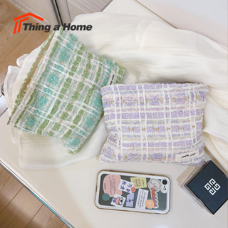 Thing a home ✿ กระเป๋าใส่เครื่องสําอาง เครื่องเขียน กระเป๋าถือคล้องแขน ผ้าทวีตเรียบหรู ดูแพง สินค้าพร้อมส่ง ✿